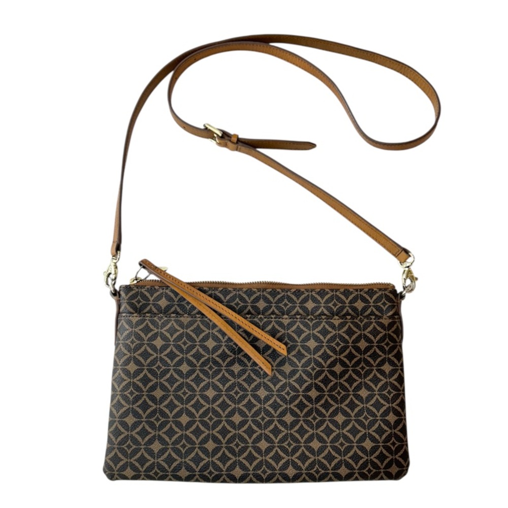 Fossil Sydney Brown Signature Logo Crossbody Bag